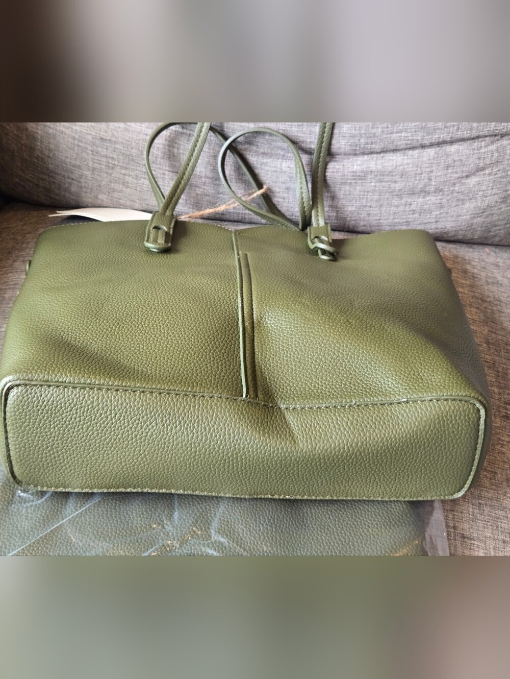 🔹 Antik Kraft Tote Bag Olive Green Pebbled BAG IN A BAG - Picture 5 of 8